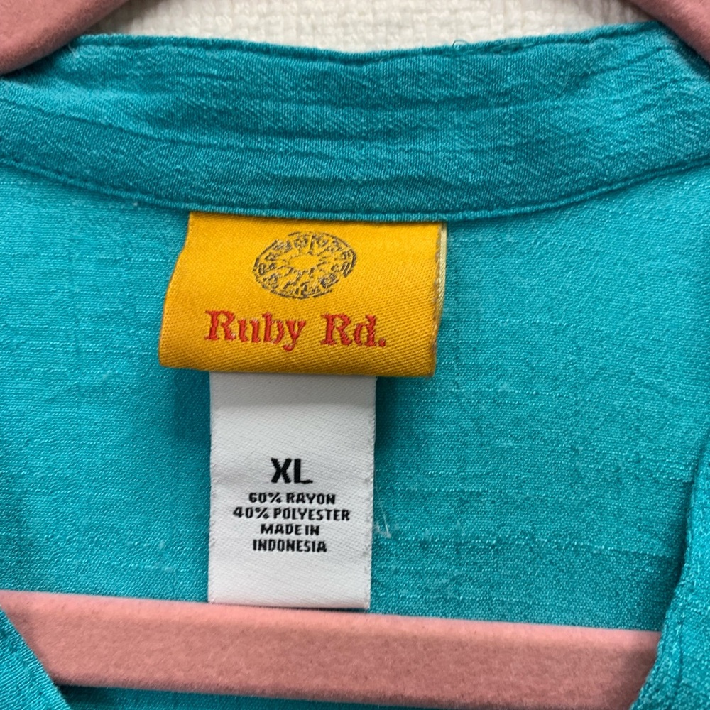 Ruby Rd. Turquoise Button-Down Shirt - Picture 3 of 4